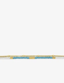 Bracelet double rang acier doré et cristaux synthétiques bleus SO OR