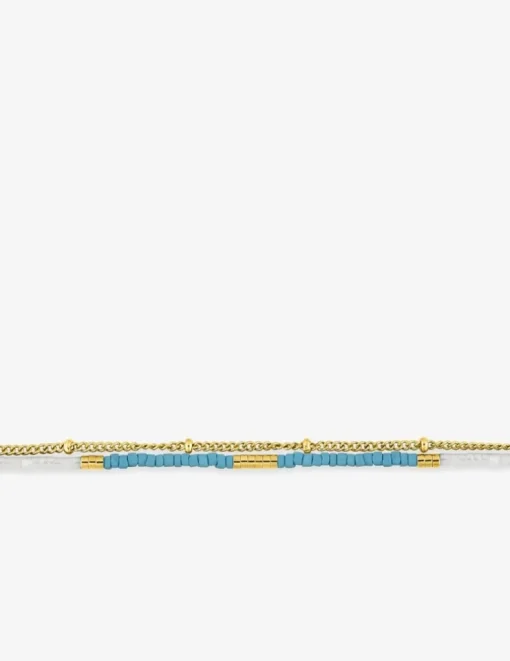 Bracelet double rang acier doré et cristaux synthétiques bleus SO OR