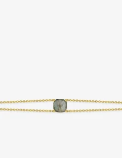 Bracelet double rangs or jaune 750 ‰ labradorite SO OR