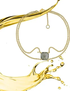 Bracelet double rangs or jaune 750 ‰ labradorite SO OR