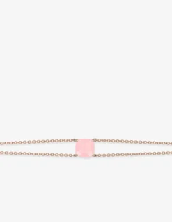 Bracelet double rangs or rose 750 ‰ calcedoine rose SO OR