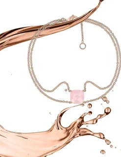 Bracelet double rangs or rose 750 ‰ calcedoine rose SO OR