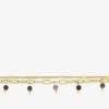 Bracelet doubles chaînes en acier doré, tourmaline rose SO OR