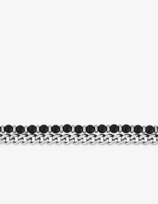 Bracelet en acier avec agates noires SO OR