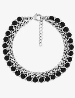 Bracelet en acier avec agates noires SO OR