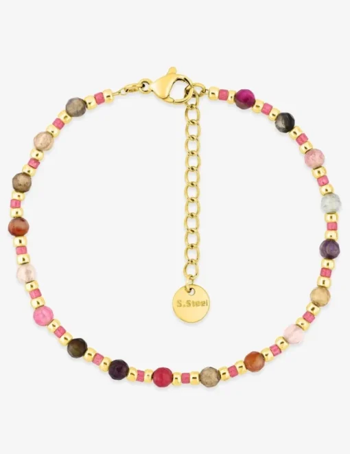 Bracelet en acier, cristaux synthétiques et boules de verre SO OR