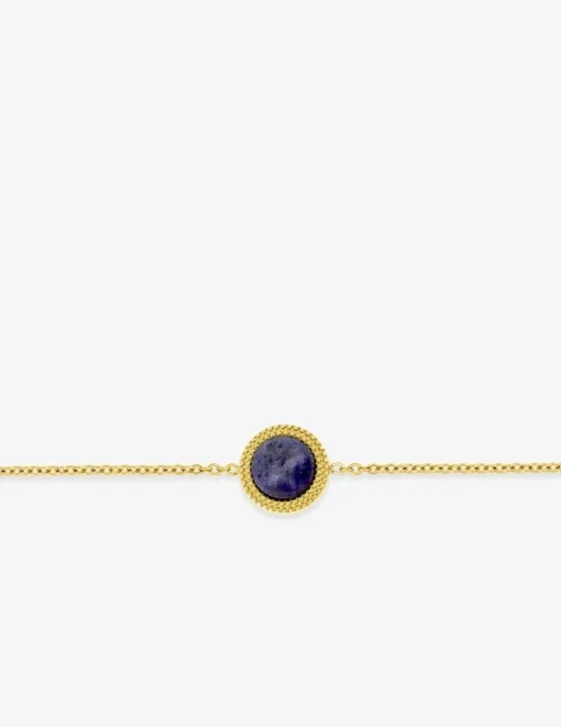 Bracelet en acier doré avec lapis-lazuli bleu 19 cm SO OR