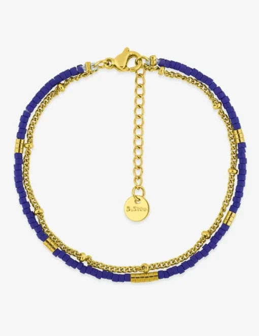 Bracelet en acier doré avec cristaux synthétiques SO OR