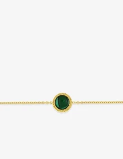 Bracelet en acier doré avec malachite synthétique 19 cm SO OR