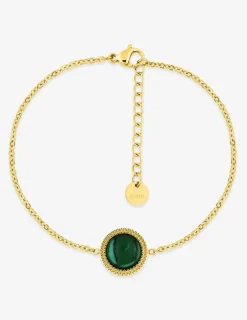 Bracelet en acier doré avec malachite synthétique 19 cm SO OR