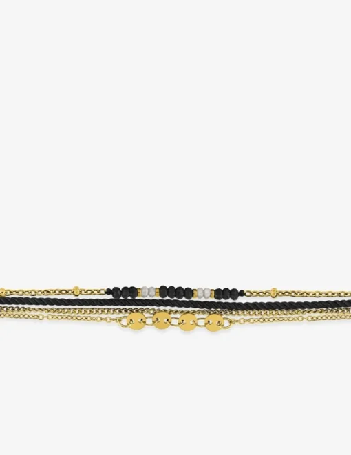 Bracelet en acier doré, cristaux synthétiques et nylon SO OR