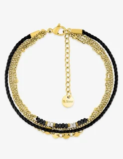 Bracelet en acier doré, cristaux synthétiques et nylon SO OR