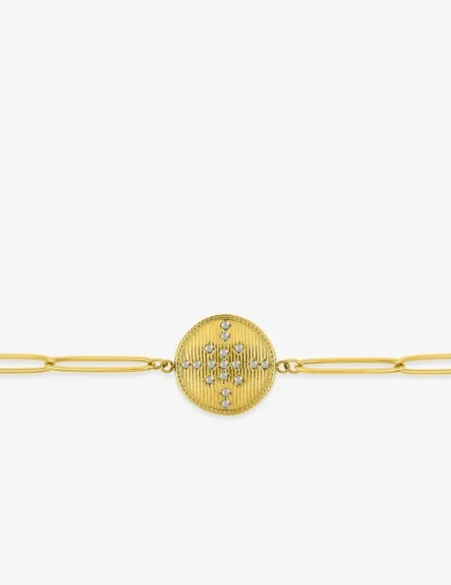Bracelet en acier doré et cristal blanc 20 cm SO OR