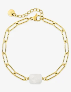 Bracelet en acier doré et pierre de lune SO OR