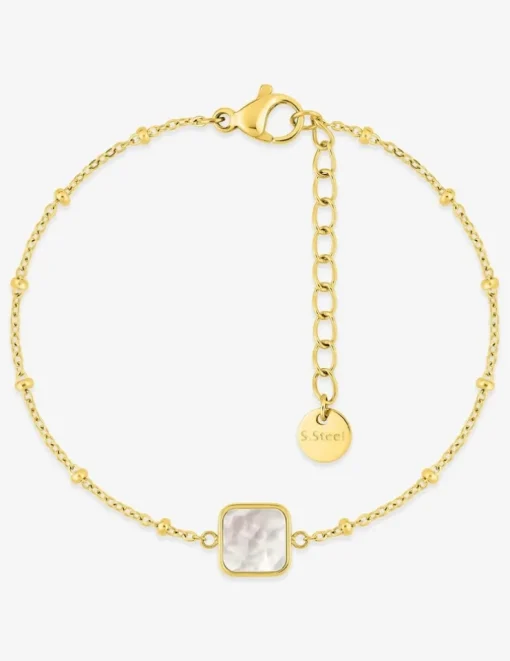 Bracelet en acier doré et nacre blanc SO OR