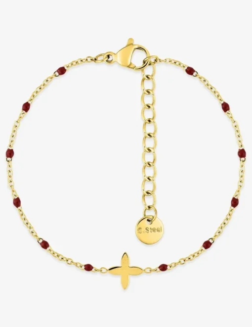 Bracelet en acier doré, motif fantaisie et résine laquée SO OR