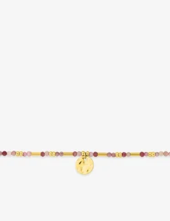 Bracelet en acier doré, rhodochrosite et boules de verre SO OR