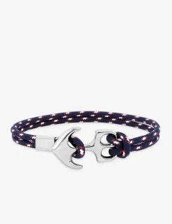 Bracelet en acier et nylon bleu avec motif ancre de bateau SO OR