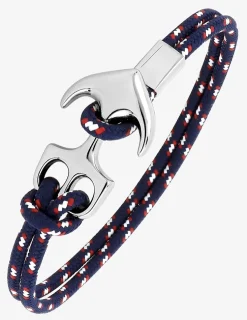 Bracelet en acier et nylon bleu avec motif ancre de bateau SO OR