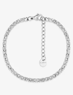 Bracelet en acier et oxydes de zirconium blancs SO OR