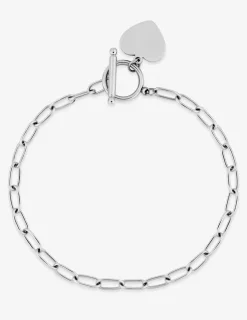 Bracelet en acier gris, breloque cœur SO OR