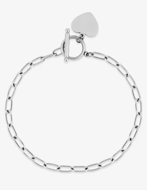 Bracelet en acier gris, breloque cœur SO OR
