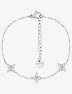 Bracelet en acier gris, motifs fantasie et cristal synthétique SO OR