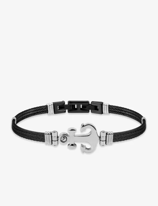 Bracelet en acier rigide, motif ancre SO OR