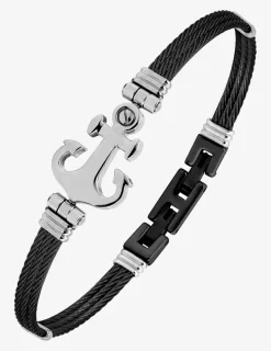 Bracelet en acier rigide, motif ancre SO OR