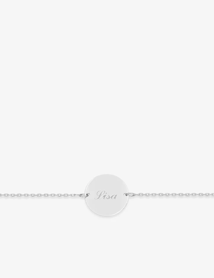 Bracelet en argent 925 ‰ rhodié avec jeton à graver 15 mm SO OR