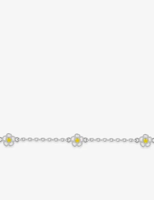 Bracelet en argent 925 ‰ rhodié avec motifs répétitifs en forme de fleur SO OR