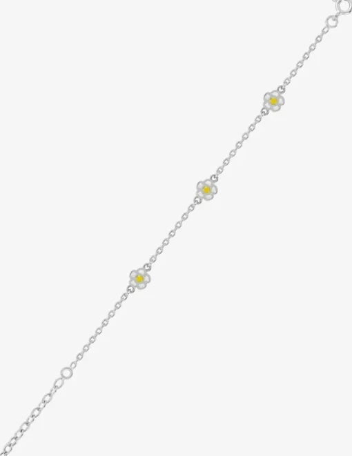 Bracelet en argent 925 ‰ rhodié avec motifs répétitifs en forme de fleur SO OR