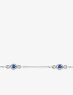 Bracelet en argent 925 ‰ rhodié avec oxydes de zirconium bleus et blancs SO OR