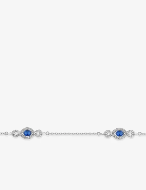 Bracelet en argent 925 ‰ rhodié avec oxydes de zirconium bleus et blancs SO OR