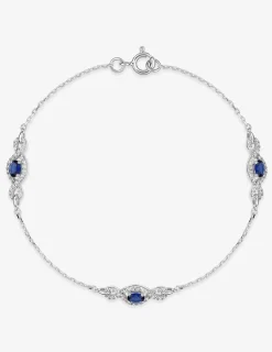 Bracelet en argent 925 ‰ rhodié avec oxydes de zirconium bleus et blancs SO OR