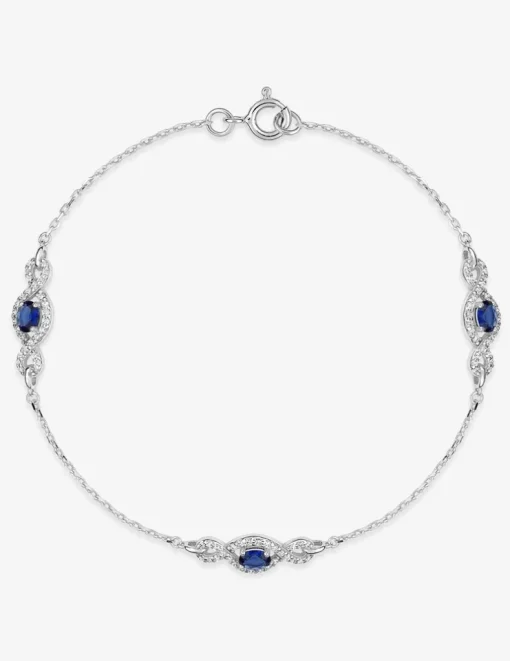 Bracelet en argent 925 ‰ rhodié avec oxydes de zirconium bleus et blancs SO OR