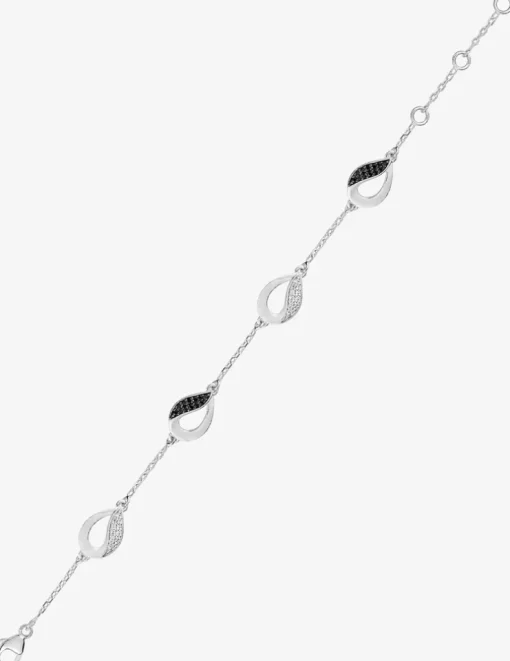 Bracelet en argent 925 ‰ rhodié, oxydes de zirconium noirs et blancs SO OR