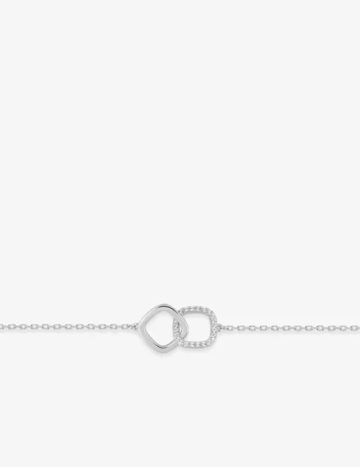 Bracelet en argent 925 ‰ rhodié avec motifs entrelacés et oxydes de zirconium SO OR