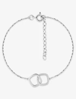 Bracelet en argent 925 ‰ rhodié avec motifs entrelacés et oxydes de zirconium SO OR