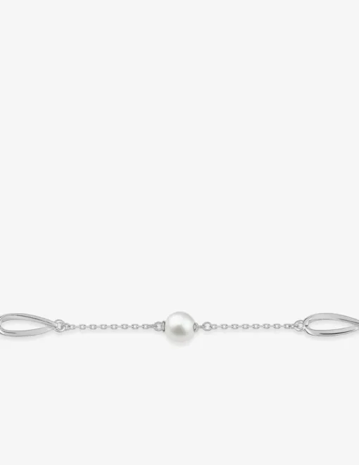 Bracelet en argent 925 ‰ rhodié, perles d'imitation blanches SO OR