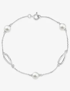 Bracelet en argent 925 ‰ rhodié, perles d'imitation blanches SO OR