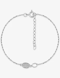Bracelet en argent 925 ‰ rhodié, motifs ovales et oxydes de zirconium SO OR