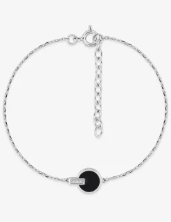 Bracelet en argent 925 ‰ rhodié, oxydes de zirconium et laque noire SO OR