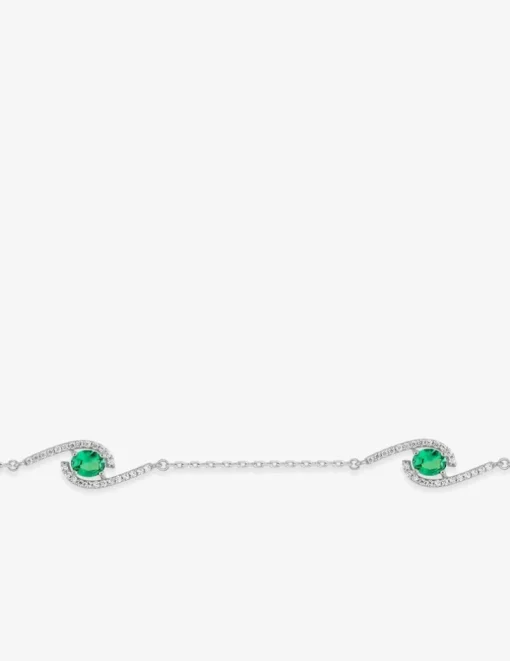 Bracelet en argent 925‰ rhodié et oxydes de zirconium verts SO OR