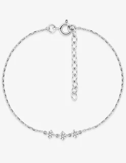 Bracelet en argent gris rhodié 925‰ trilogie oxyde blanc chaine forçat SO OR