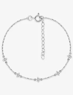 Bracelet en argent gris rhodié 925‰ motifs répétitifs oxyde blanc chaine forçat SO OR