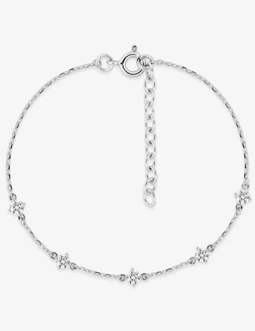 Bracelet en argent gris rhodié 925‰ motifs répétitifs oxyde blanc chaine forçat SO OR