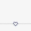 Bracelet en argent gris rhodié 925‰ chaine souple forçat cœur oxyde bleu SO OR