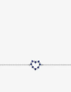 Bracelet en argent gris rhodié 925‰ chaine souple forçat cœur oxyde bleu SO OR