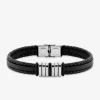 Bracelet en cuir synthétique et acier gris SO OR